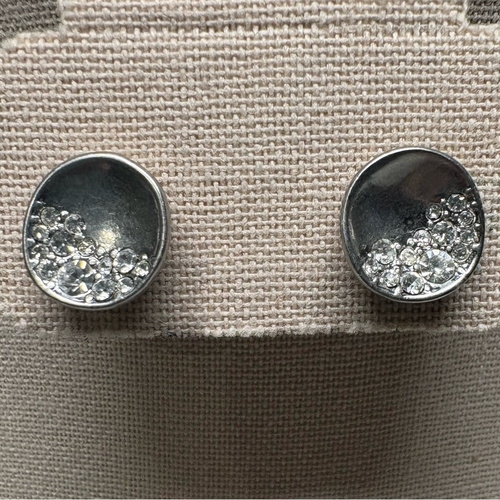 Silver and Crystal Stud Earrings